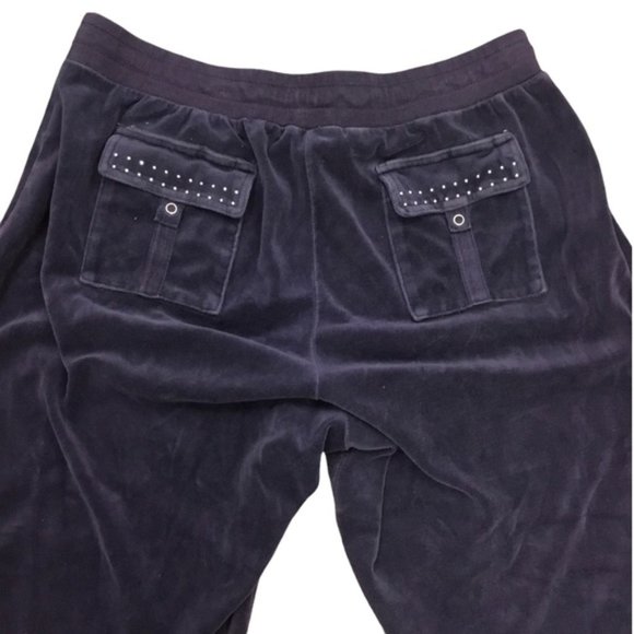 Y2K BcbgMaxazria Purple Velour Track Pants Rhinestone Detail Size 1X Women's - Picture 6 of 8
